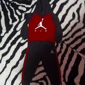 Jordan pants and hoody set 2t black white and red